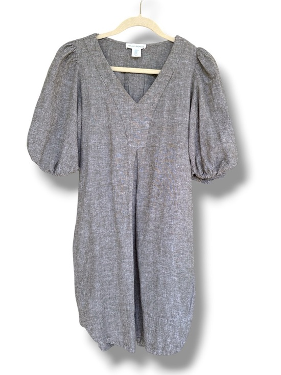 Cynthia Rowley Dresses & Skirts - Cynthia Rowley Linen Blend Lagenlook V-Neck Puff Sleeve Loose Dress Taupe XS